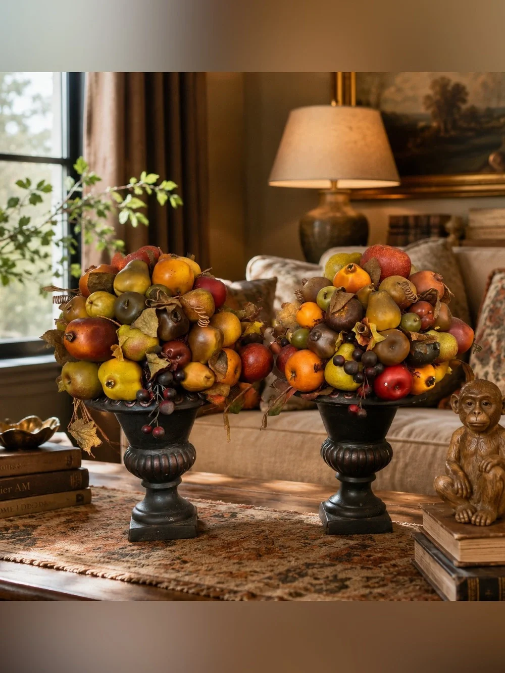 Decorative Faux Fruit Topiary Pair - Multicolor